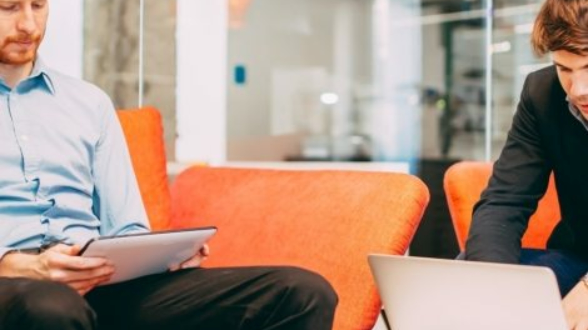 Business colleagues resting and talking during break